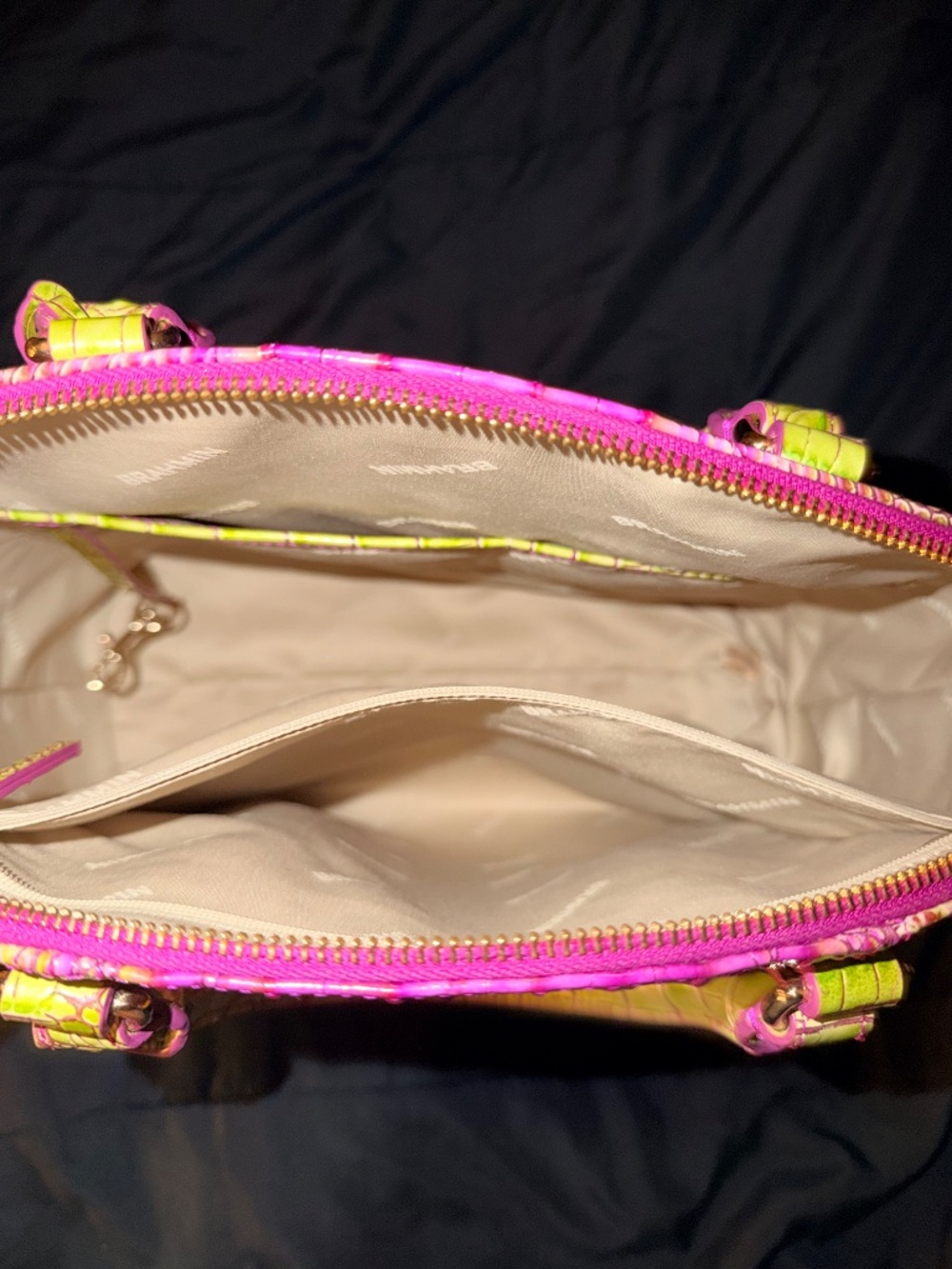 RARE Brahmin Large Duxbury Satchel in Limeade Ombre Melbourne Leather - Picture 3 of 6